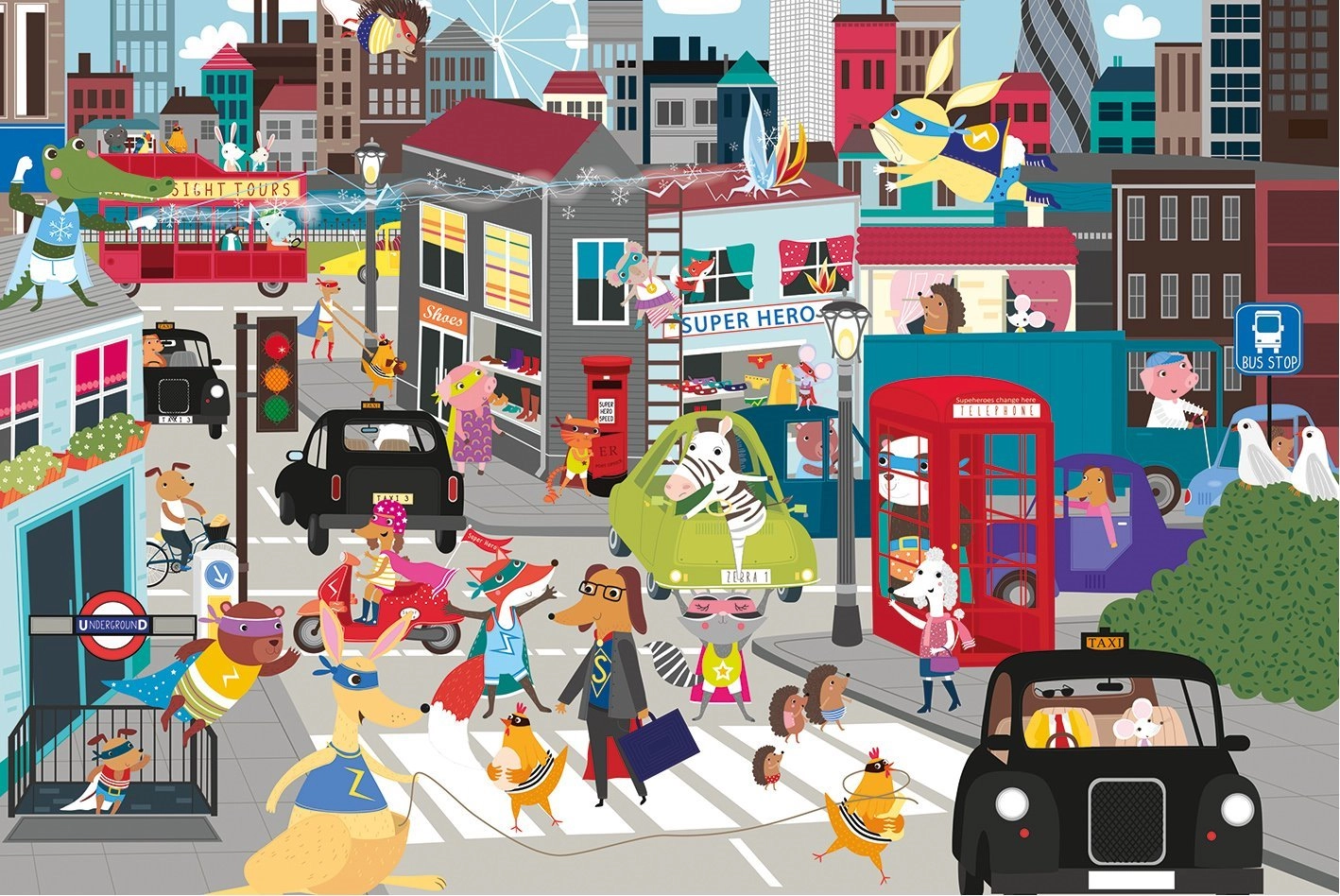 GIBSONS Dětské puzzle Superhero City! 36 dílků