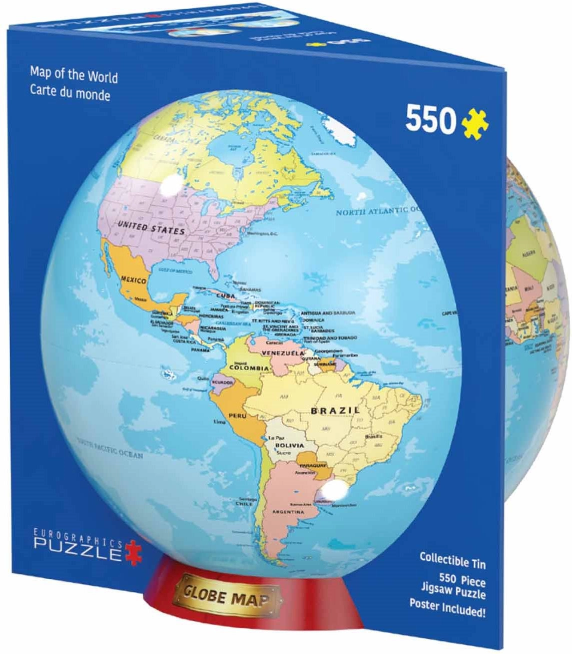 Puzzle Mapa světa 550 dílků v plechové krabičce