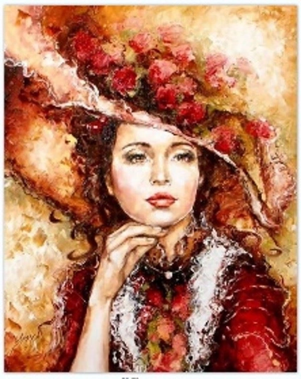 Malování podle čísel Žena v klobouku 40 × 50 cm
