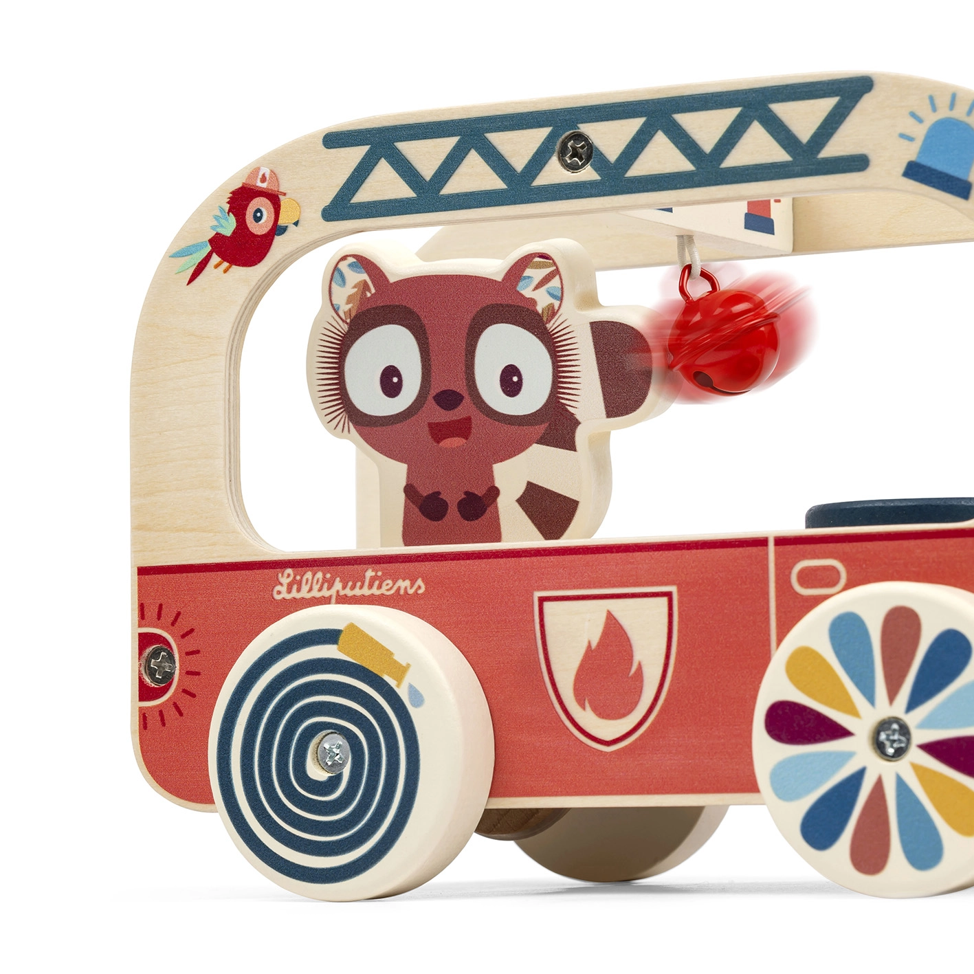 Lilliputiens - dřevěný hasičský vůz - lev Jack
