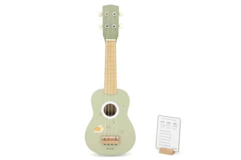 Dřevěné ukulele pro děti zelené s notami
