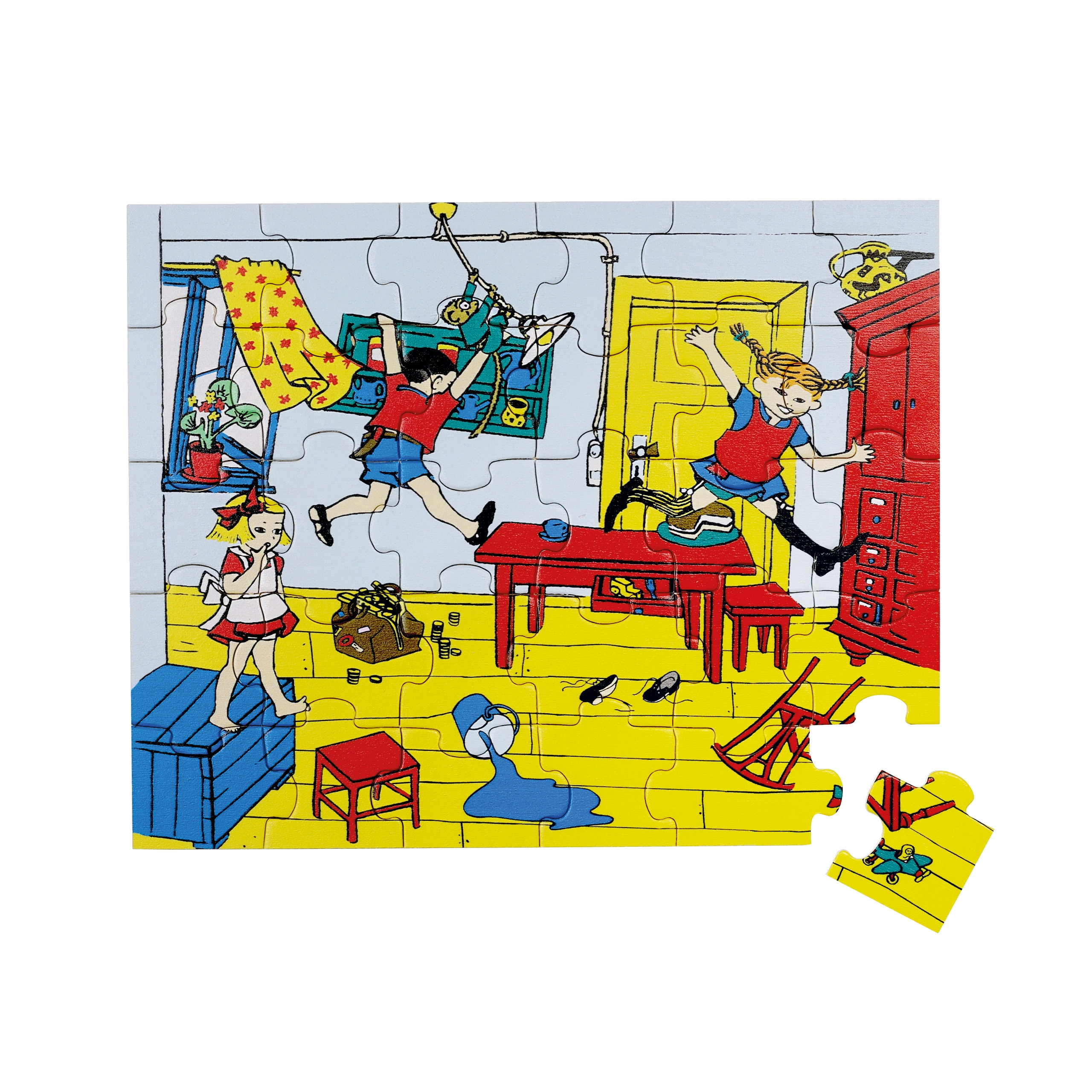 Dřevěné puzzle Pippi Dlouhá punčocha 30 dílků