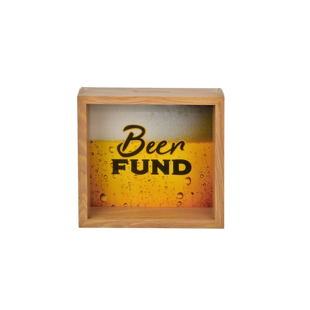 Dřevěná pokladnička Beer Fund 20 × 5 × 20 cm