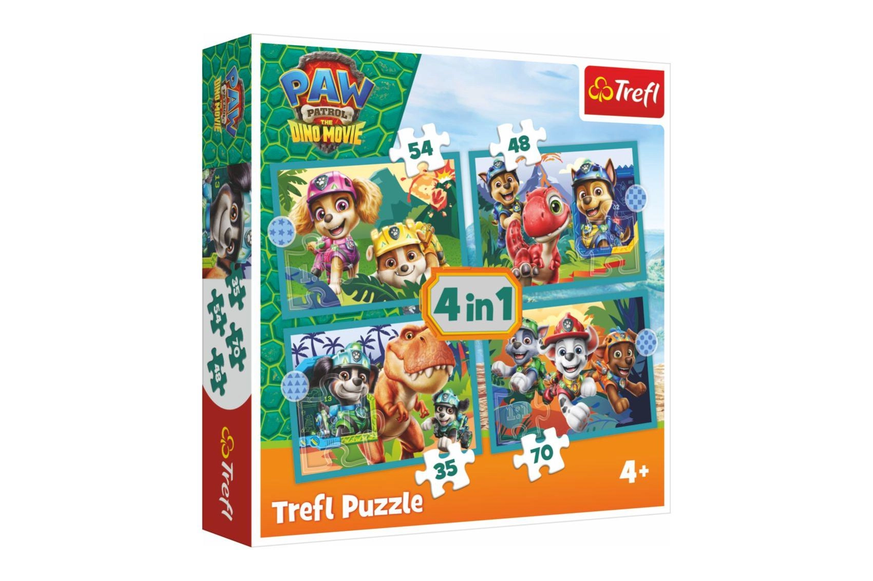 Puzzle 4 v 1 Tlapková patrola (Paw Patrol) Dino Movie – příběhy z ostrova dinosaurů