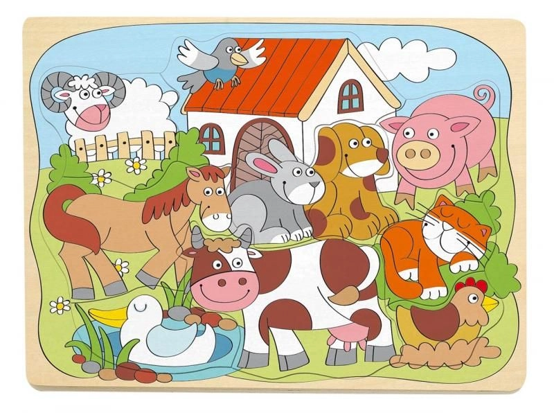 Levně Woody Puzzle na desce Veselá domácí zvířátka