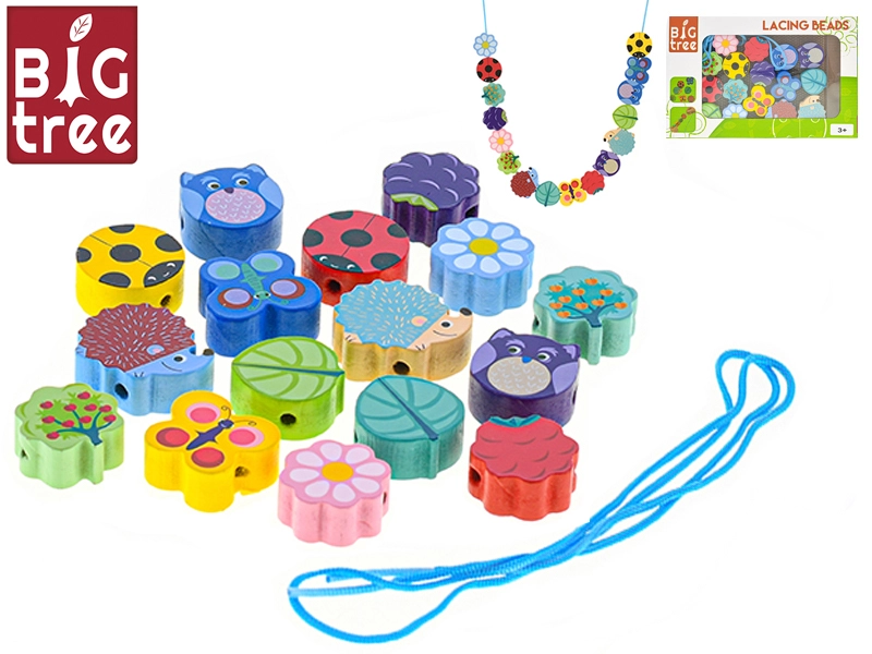 Navlékací korálky dřevěné 17dílků