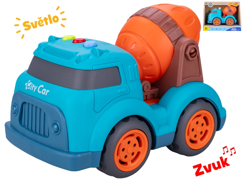 Levně Mikro trading Auto stavební míchačka na volný chod 17 cm se světlem a zvukem