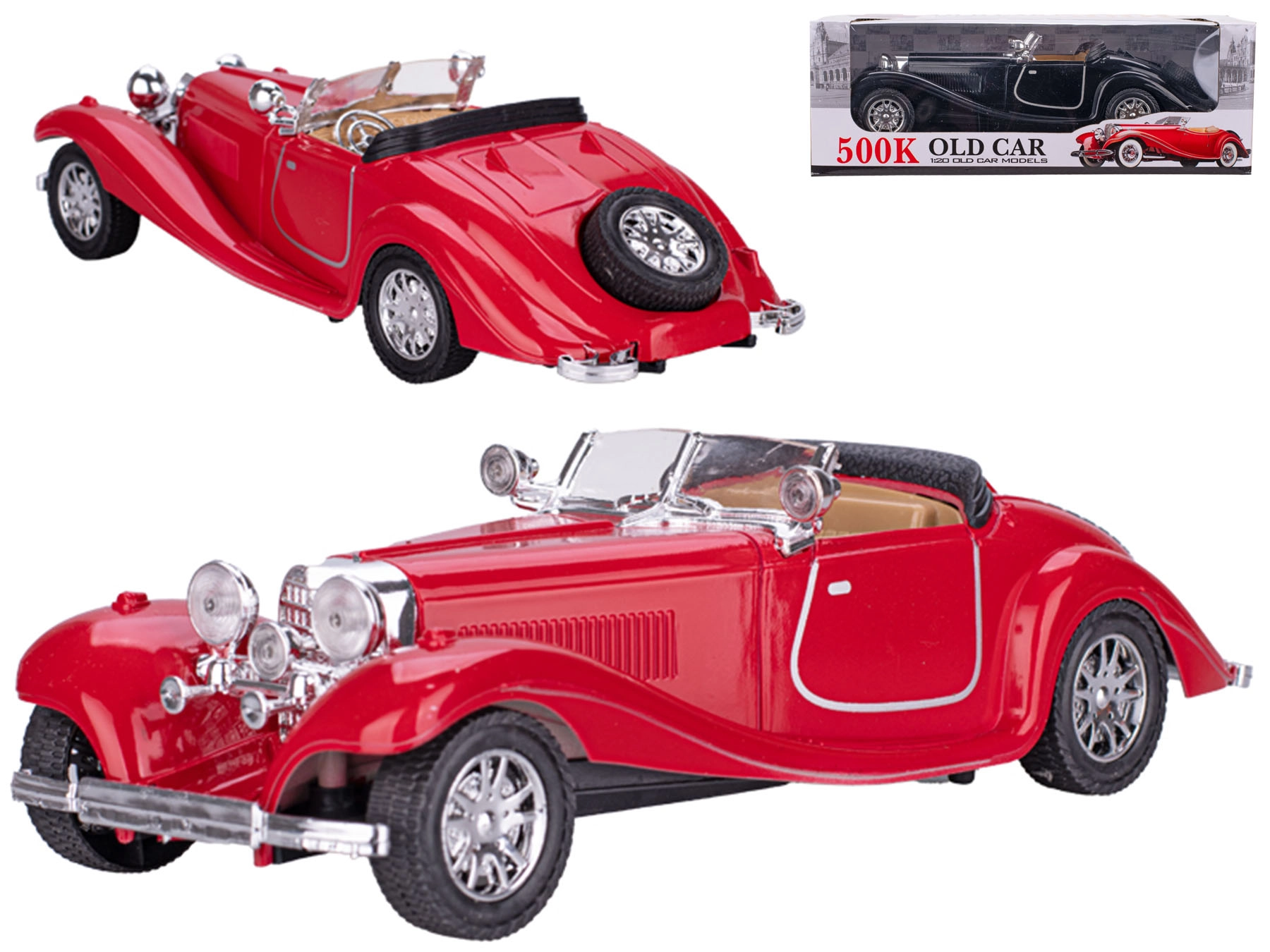 Plastový model historického auta se setrvačníkem 25 cm