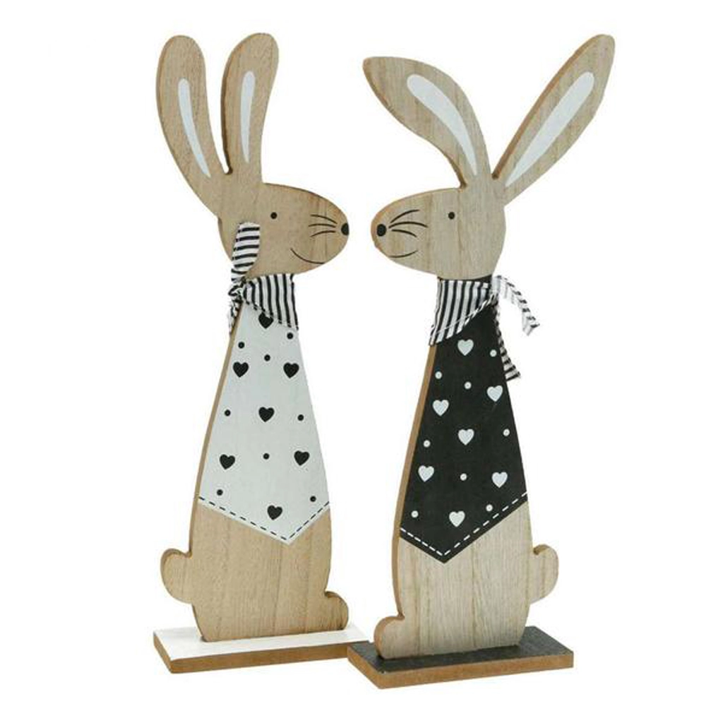 Dřevěná dekorace Zajíc Glamour 11 × 33 cm