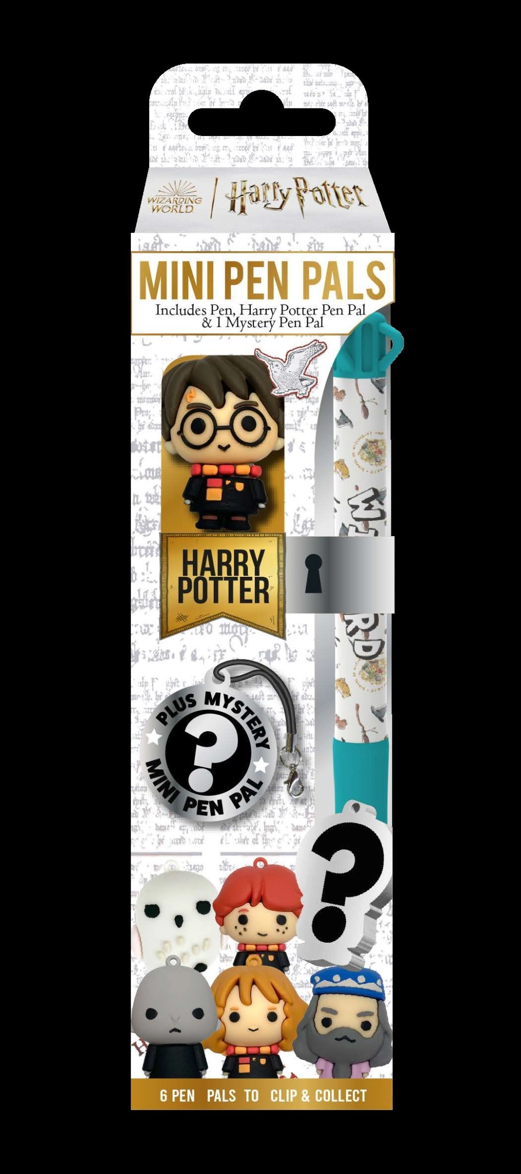 Levně CurePink Plastová propiska s připínacími figurkami Harry Potter Mini kamarádi propiska Harry figurka blindbox figurka HP712442
