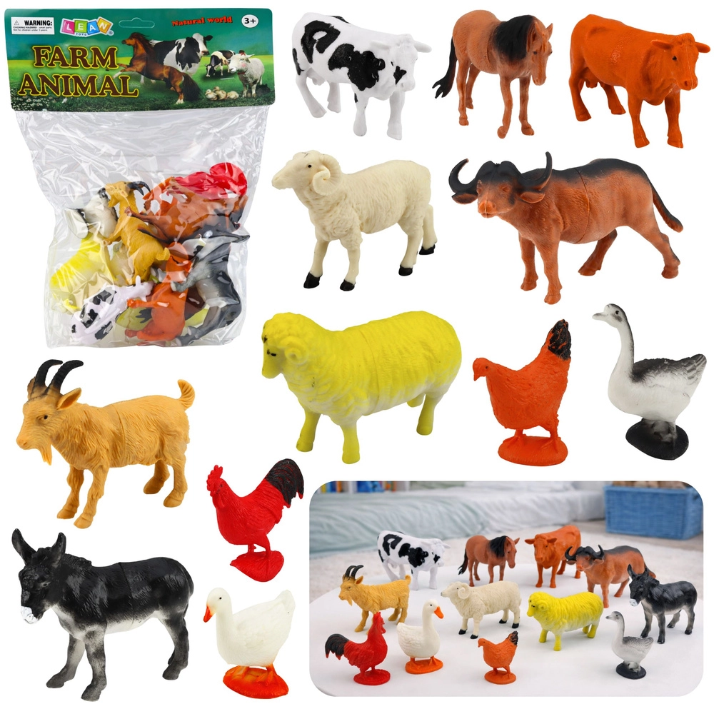 Sada figurek hospodářských zvířat na farmu, 12 ks