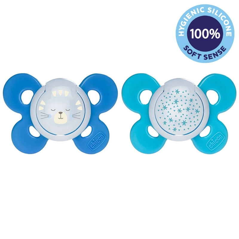 Levně Chicco šidítko Physio Comfort silikon noční chlapec kočka/hvězdy 2 ks V002449
