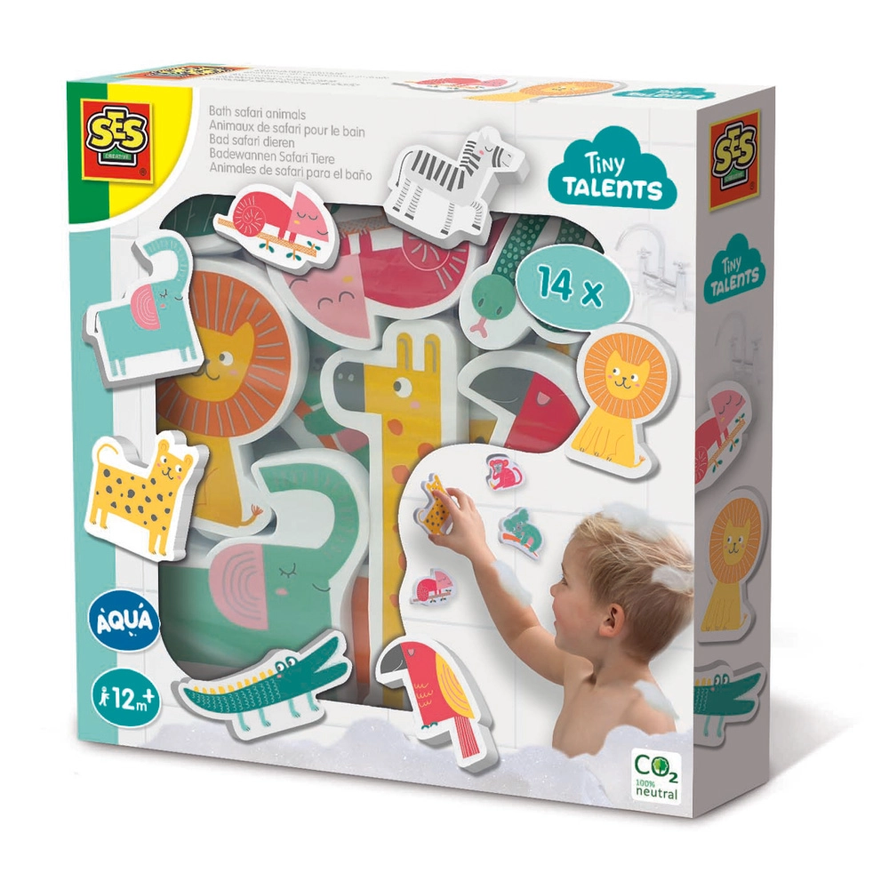 SES Creative Tiny Talents - Vodolepky safari zvířátka, 14 ks