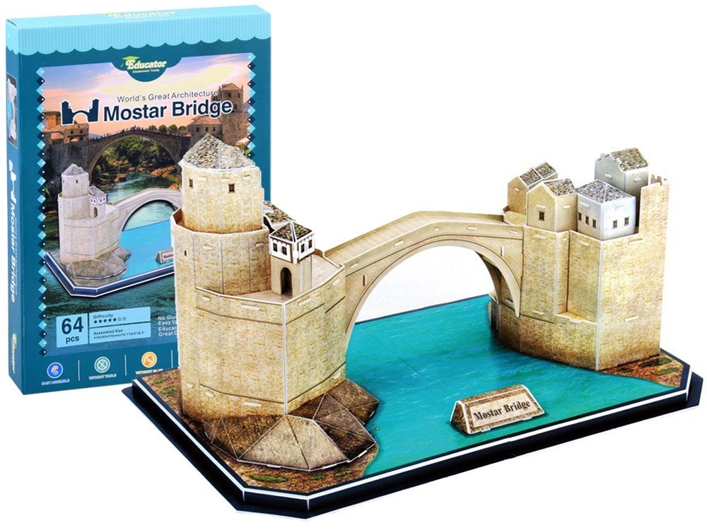 3D puzzle obloukový most v Mostaru, Bosna a Hercegovina – 64 dílků