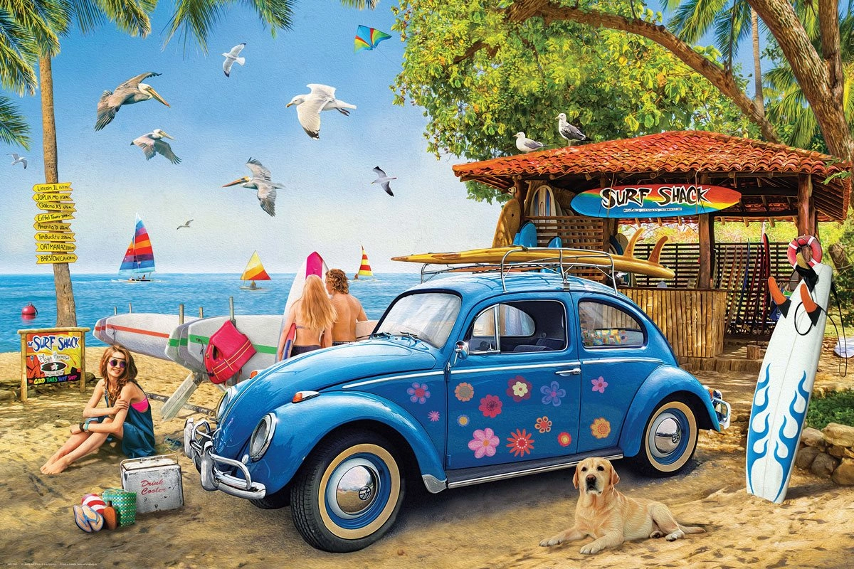 EUROGRAPHICS Puzzle VW Brouk a surfaři 1000 dílků