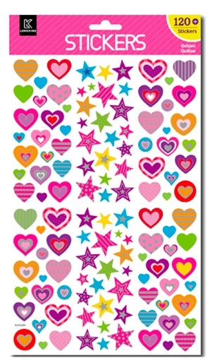 Samolepky srdce – sada 120 ks