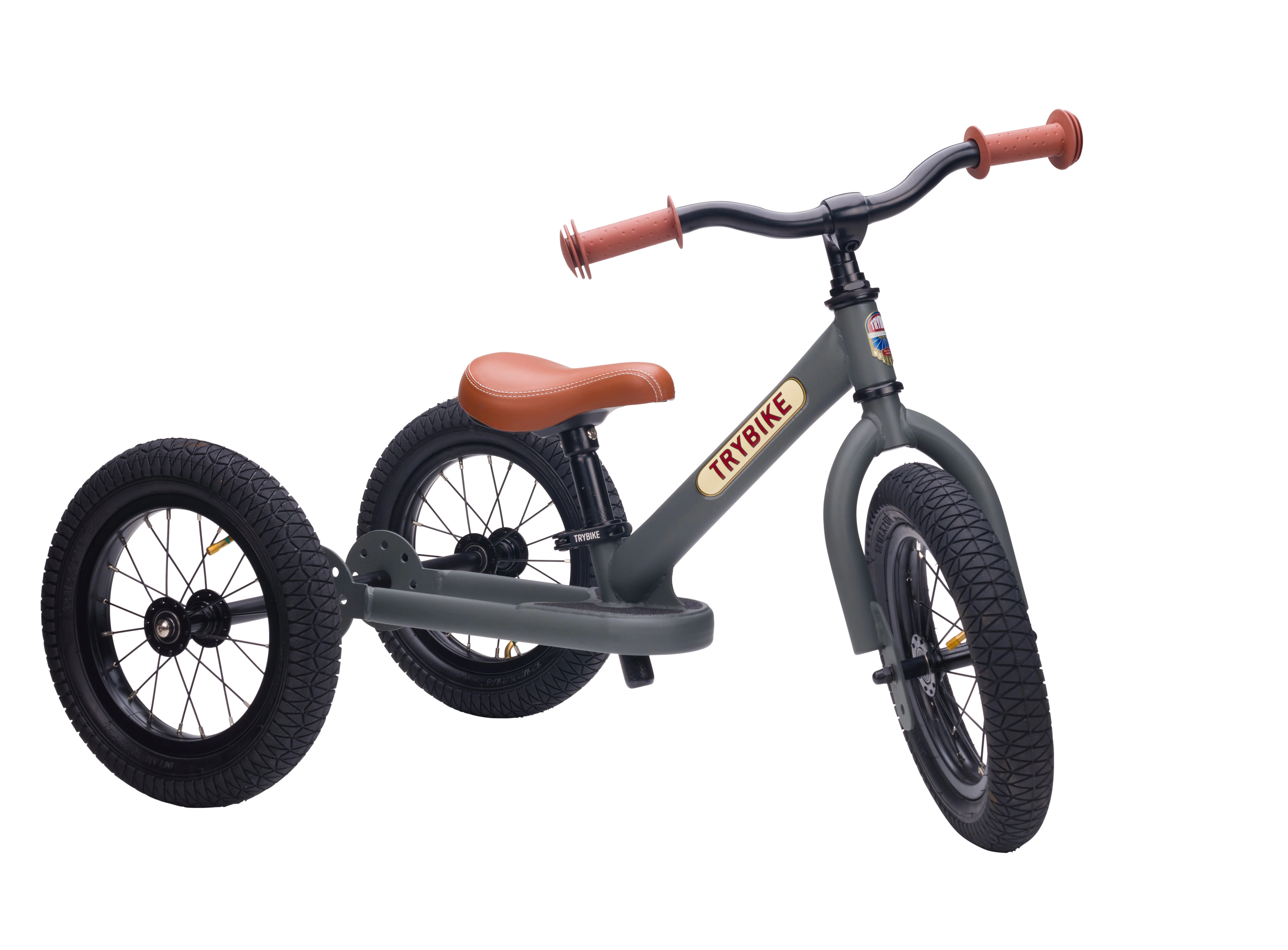 Levně Trybike dětské odrážedlo 2v1 (tříkolka a odrážedlo) šedé matné