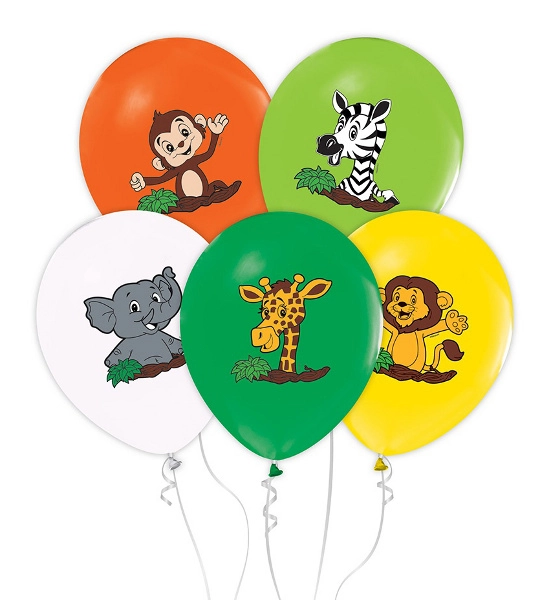 Safari balónky s potiskem - 5 ks
