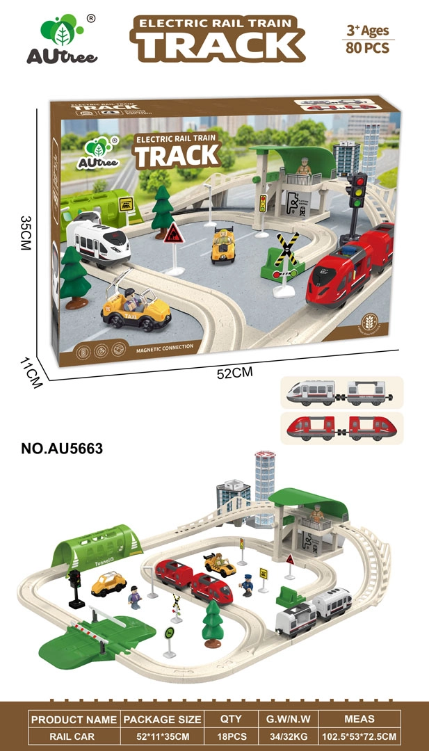 Městská vláčkodráha se světly a zvuky, 80 dílů