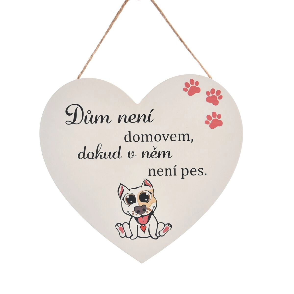 Dřevěná cedule ve tvaru srdce Dog home