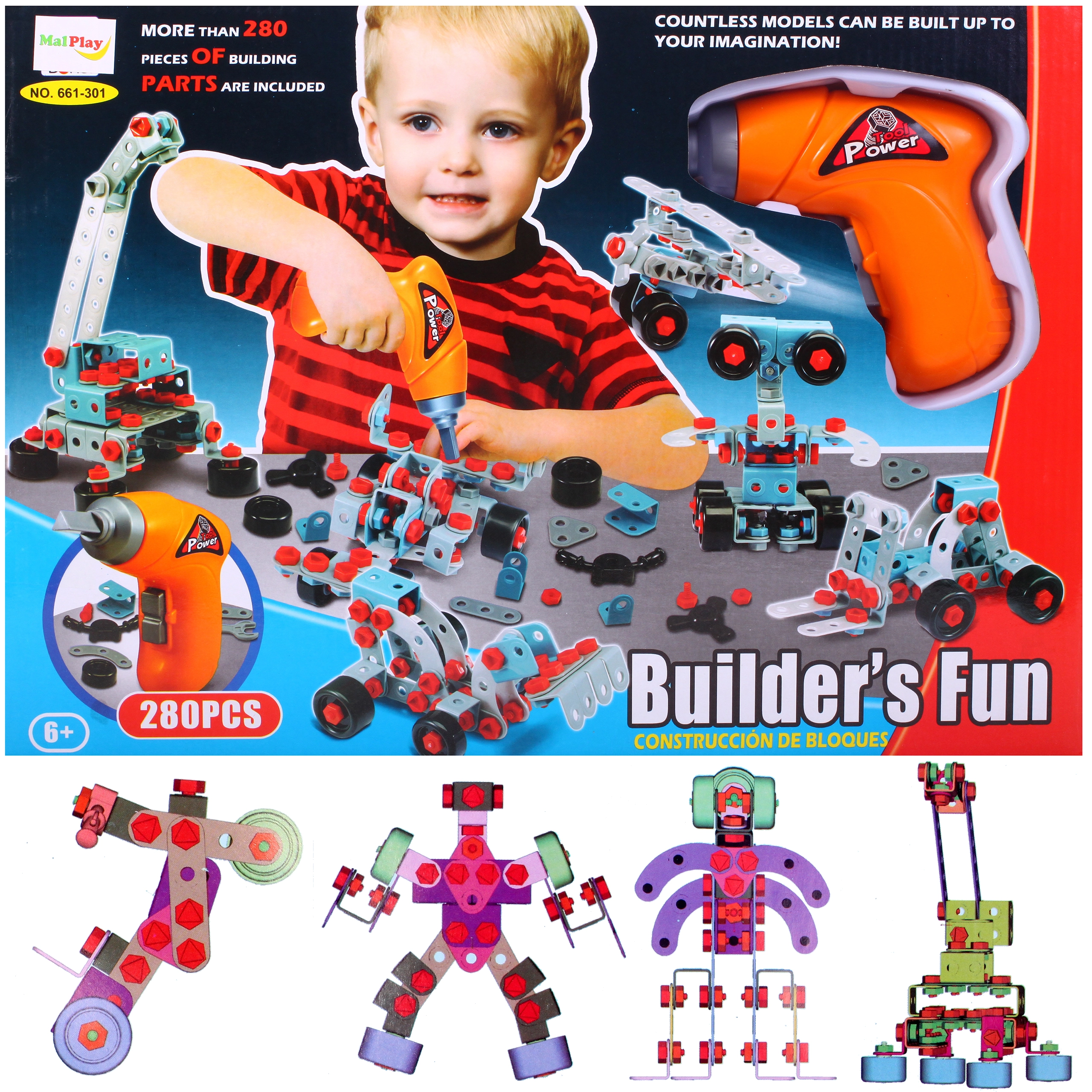 Mega konstruktér s vrtačkou – stavebnice 280 dílů