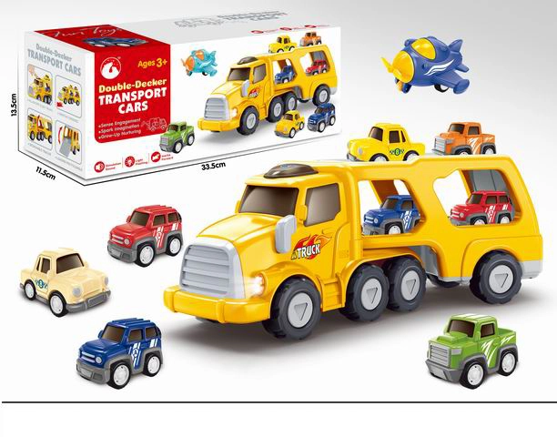 Odtahový kamion s autíčky a letadlem se světlem a zvukem