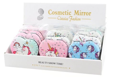 Kapesní zrcátko ve tvaru srdce s motivem jednorožce