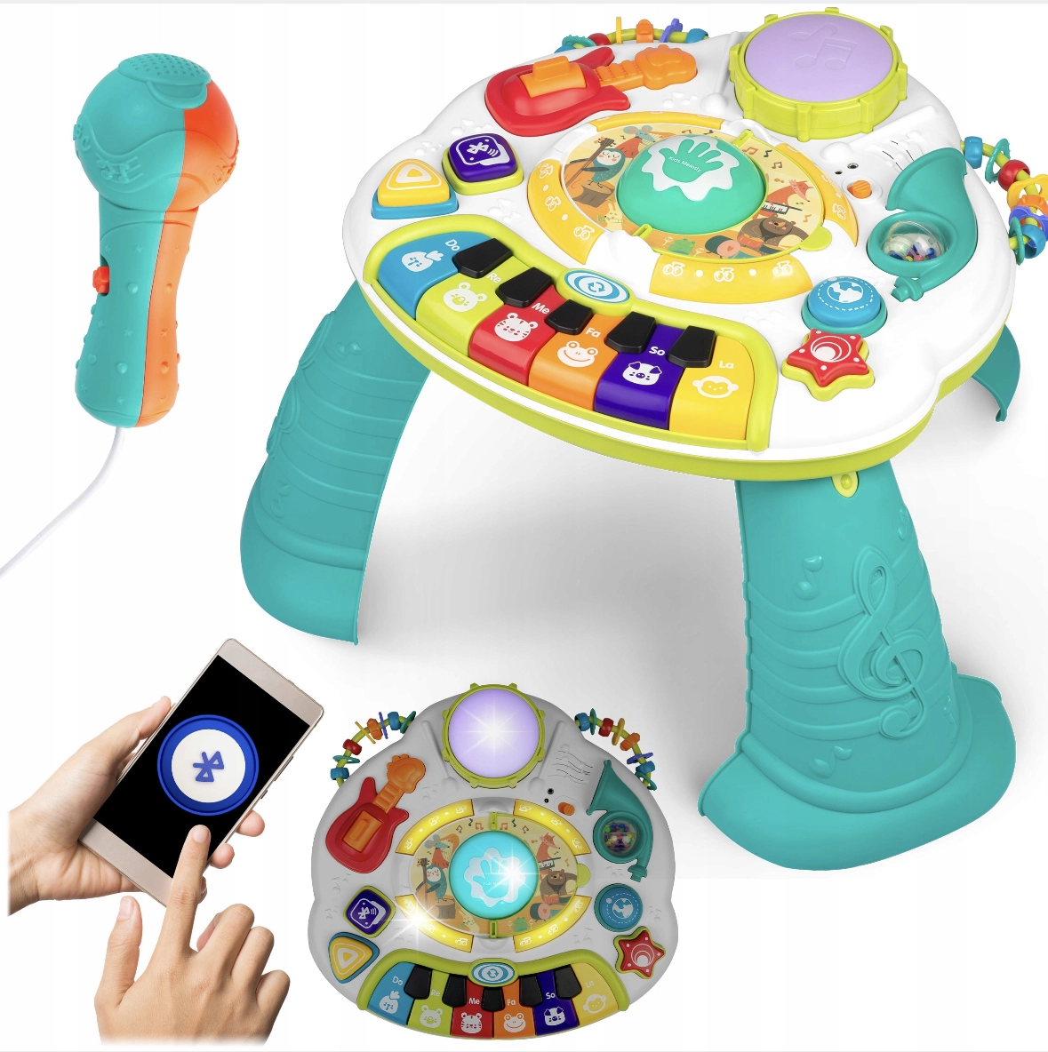 Edukativní hudební stolek s pianem, trubkou a mikrofonem