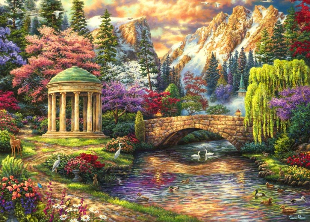 Grafika puzzle Klid zahrady 500 dílků
