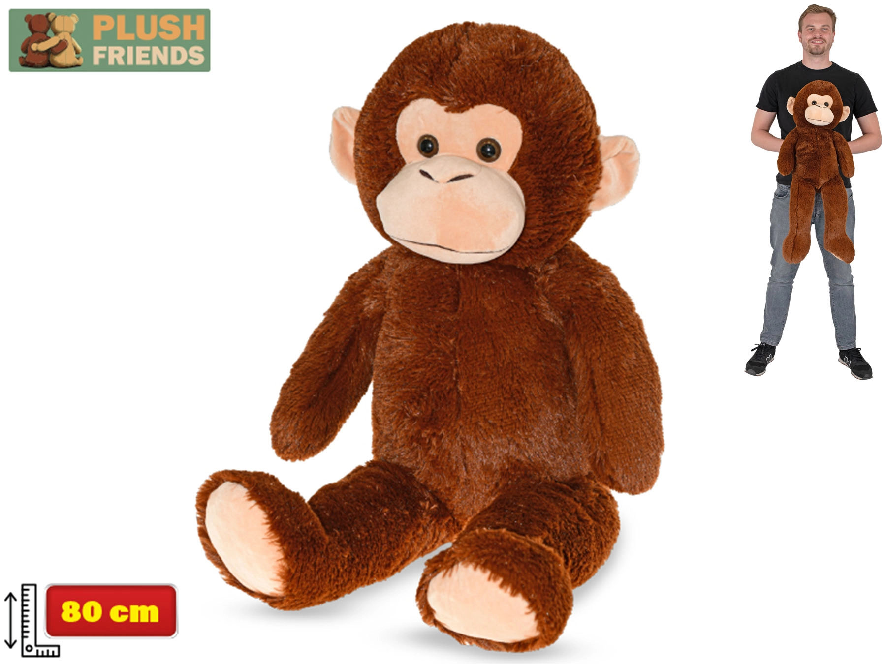 Plyšová opice 80 cm tmavě hnědá