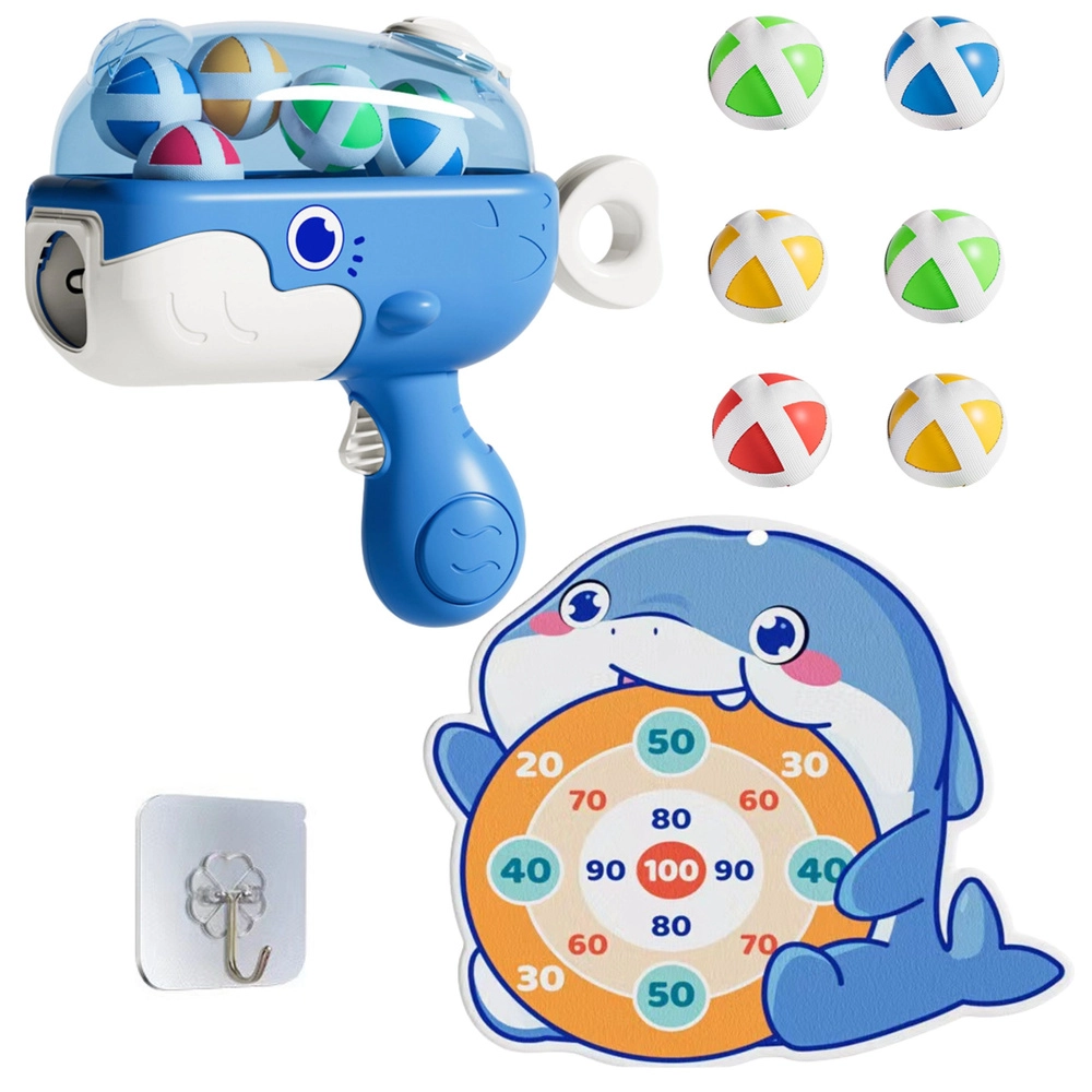 Pistole na balónky se suchým zipem a terčem Velryba modrá