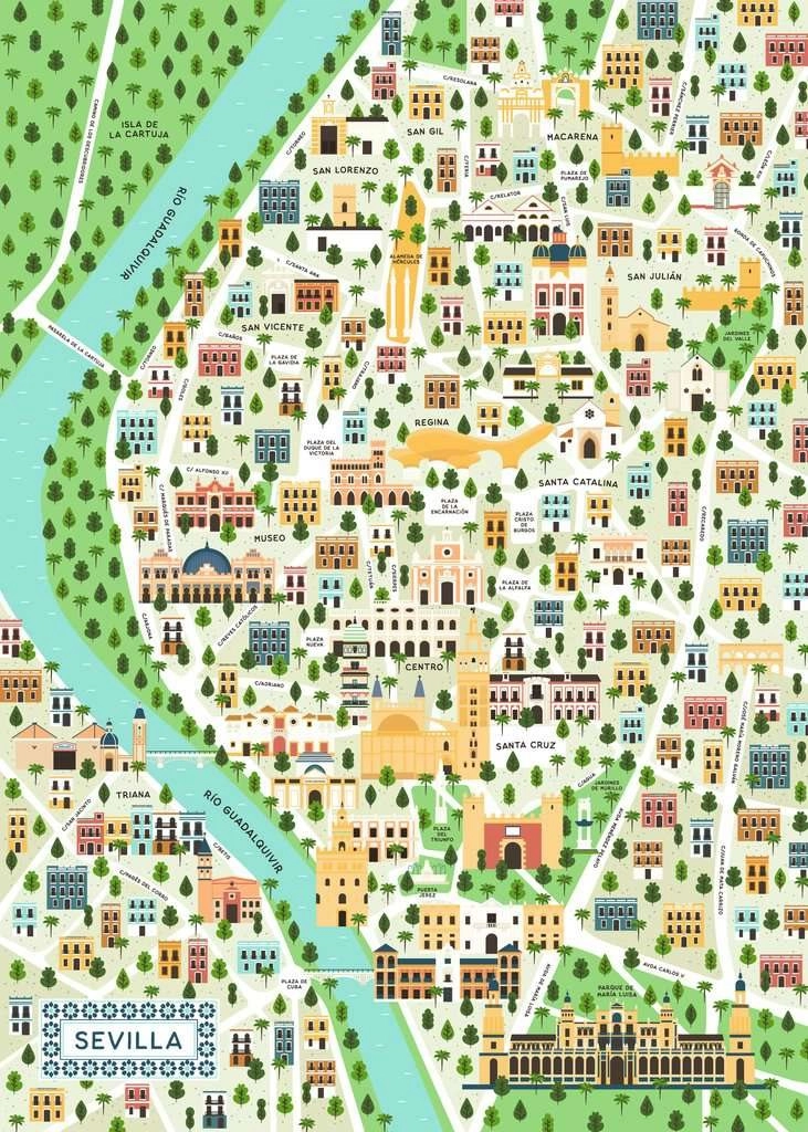 Ravensburger puzzle Mapa Sevilly 1000 dílků