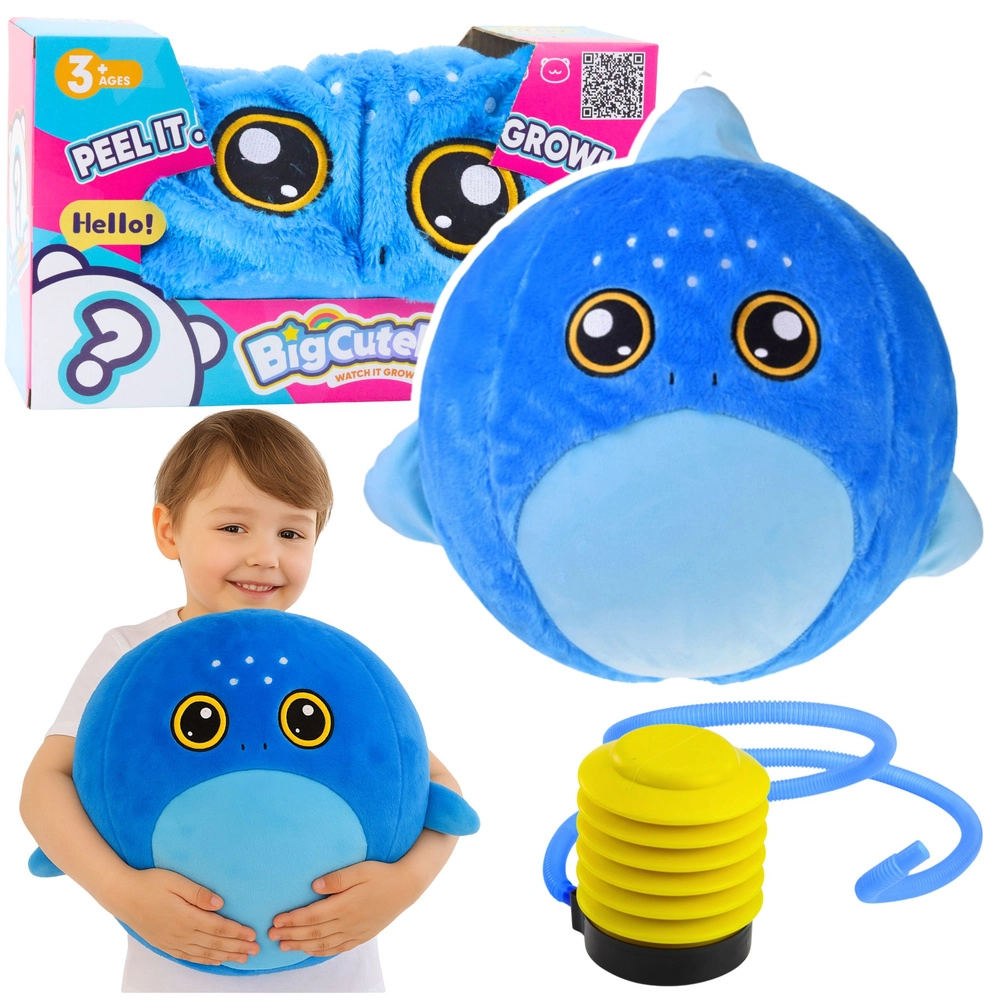 Pluszový skákací míč žralok 50 cm s pumpičkou