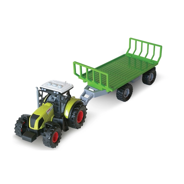 Traktor s vlečkou na balíky sena se zvukem