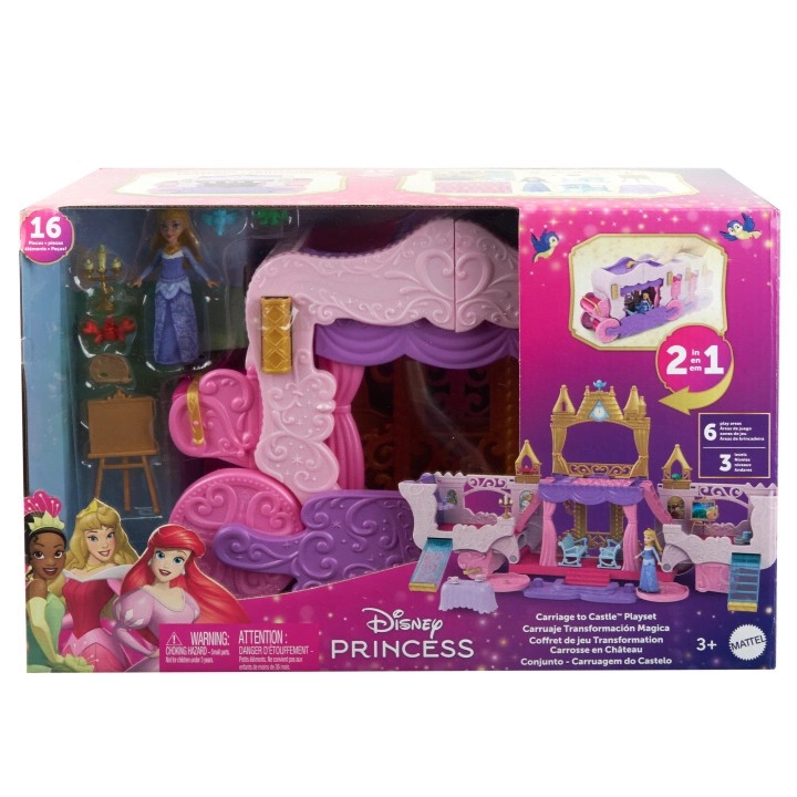 Levně Disney Princezny kočár na hrad 2v1 – transformující herní set s Aurorou