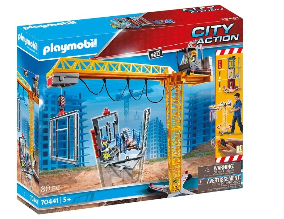 Playmobil City Action dálkově ovládaný jeřáb se stavebníky