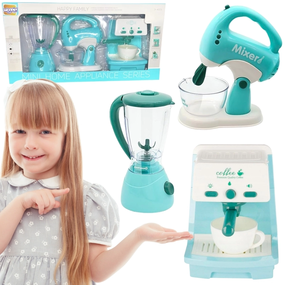 Woopie dětská sada spotřebičů 3v1 – kávovar, mixér a blender se světly a zvuky