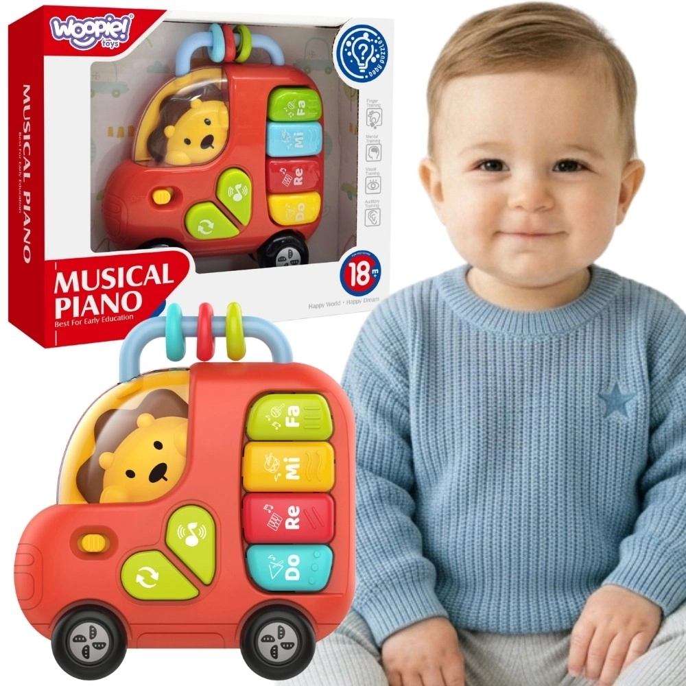 Woopie baby interaktivní klavírní autobus s lvem se zvuky a světly