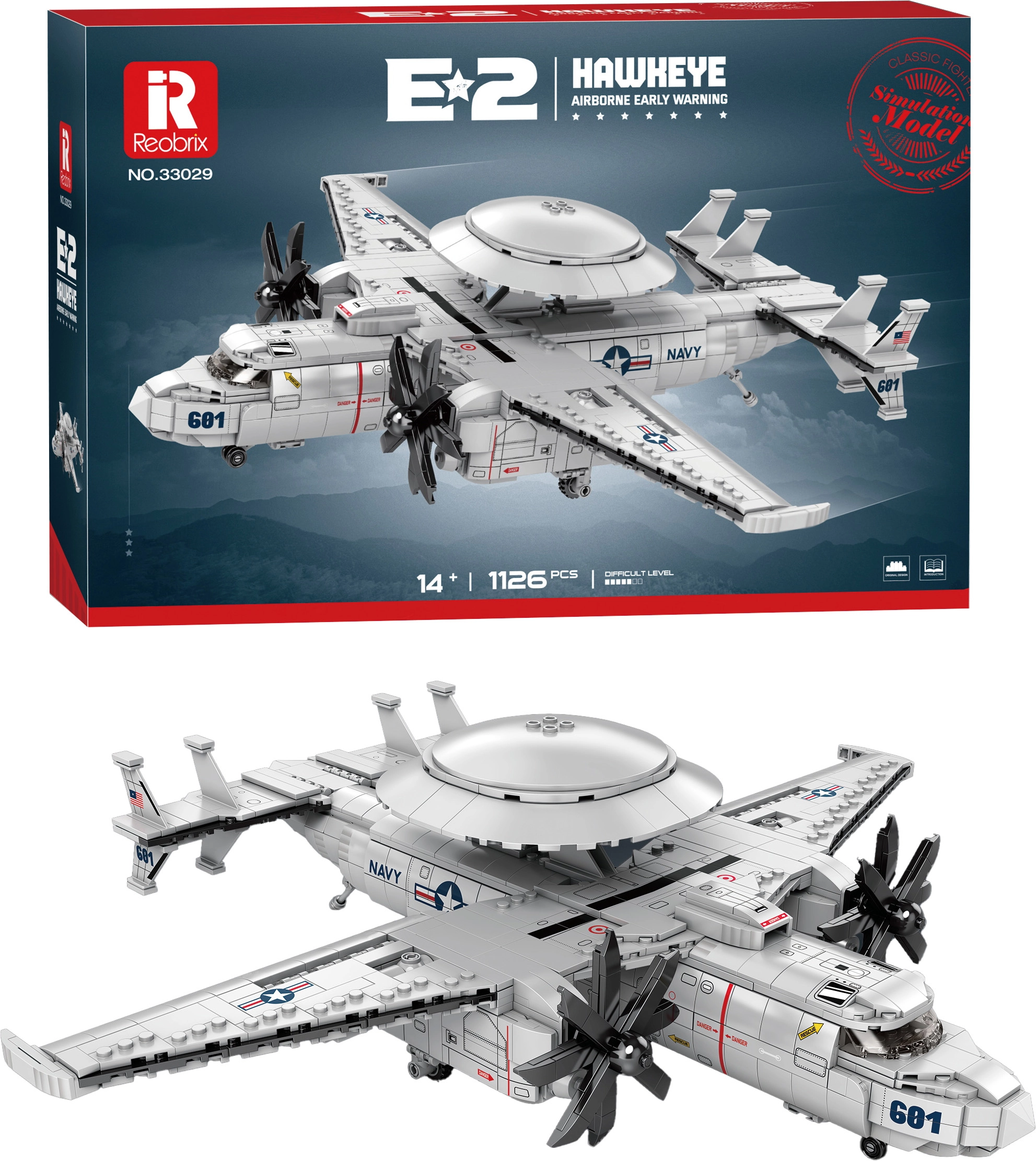Stavebnice letounu včasné výstrahy E-2C Hawkeye (1126 dílků)