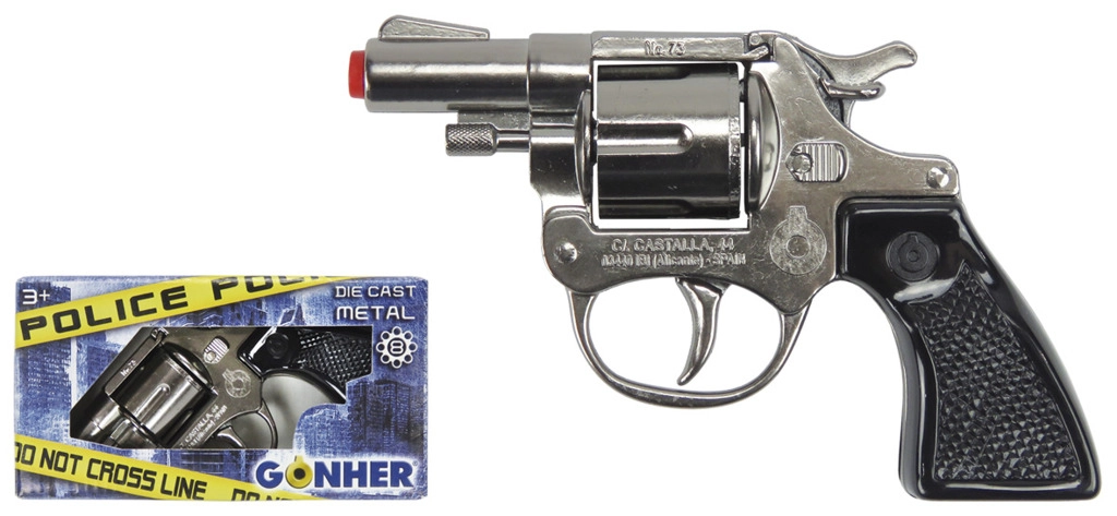 Alltoys Policejní revolver kovový stříbrný kovový 8 ran