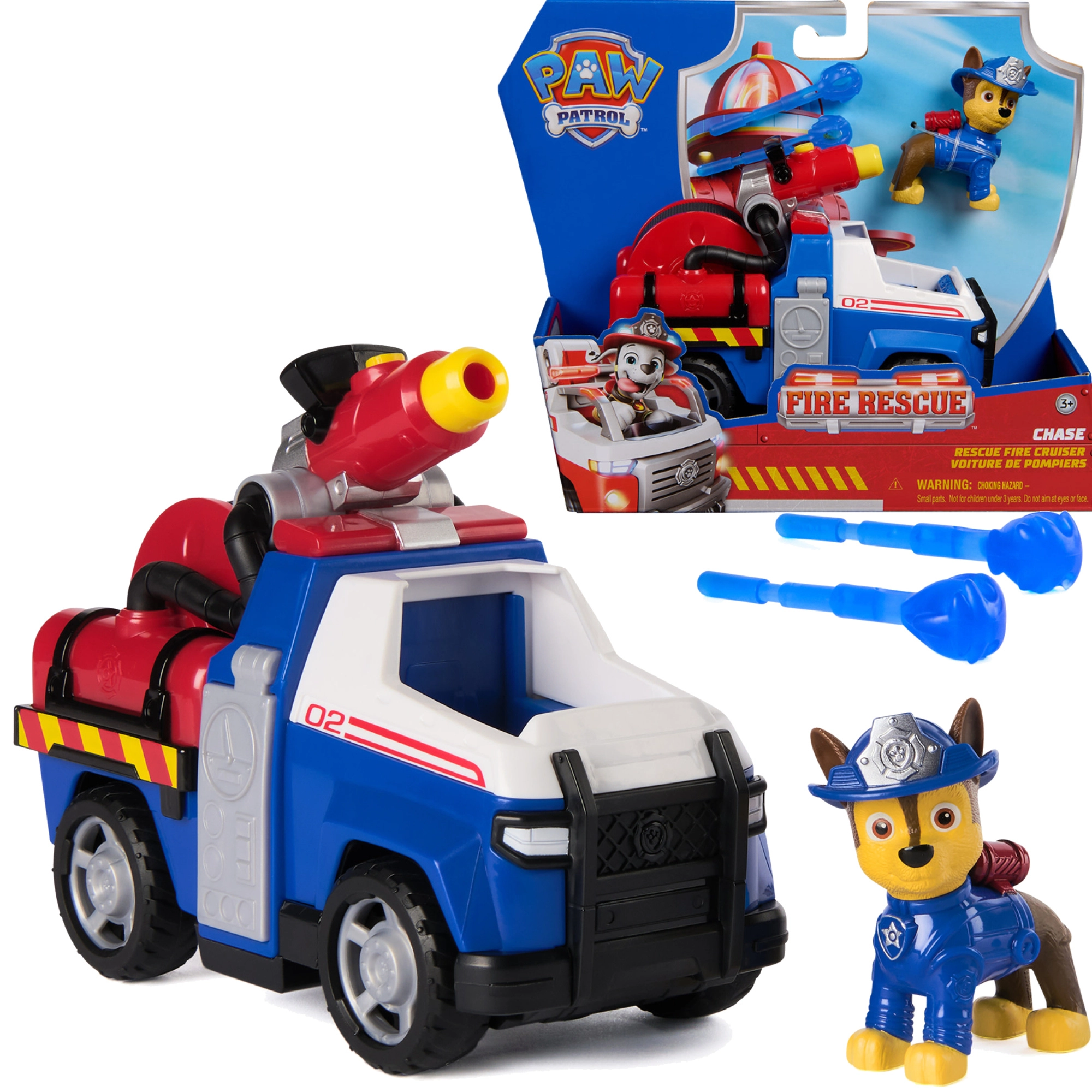 Paw Patrol hasičský záchranný vůz CHASE s figurkou a vodními střelami