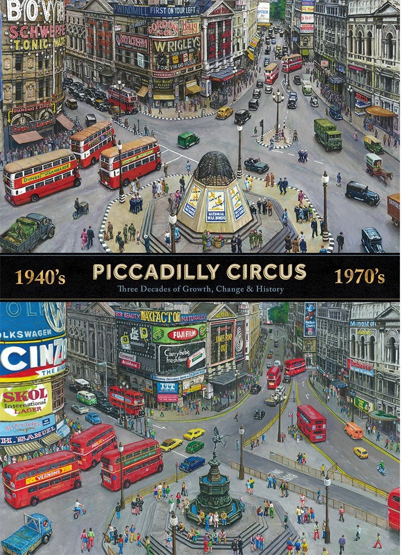 Puzzle Piccadilly Circus napříč desetiletími 1000 dílků GIBSONS