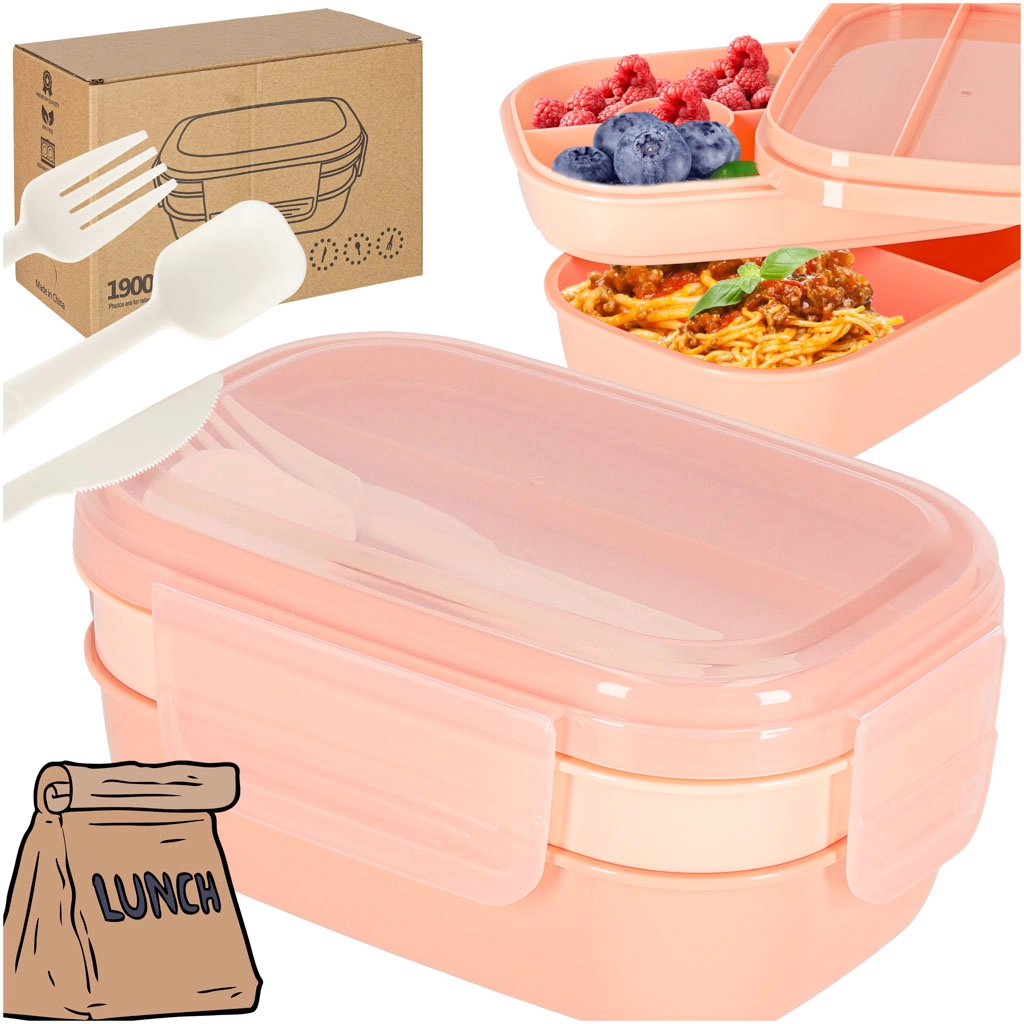 Lunch box s přepážkami 1900 ml, meruňkový