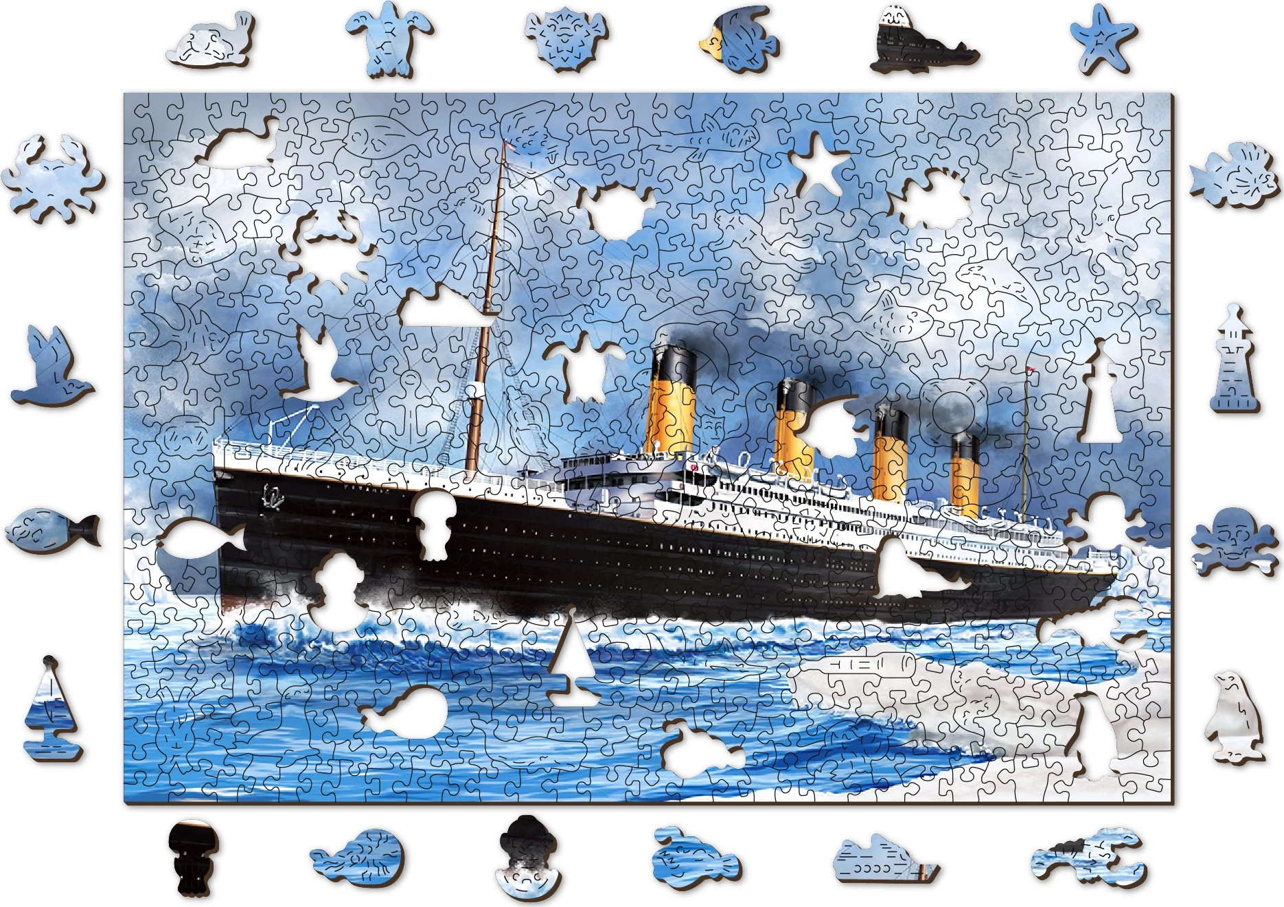 Dřevěné puzzle Titanik 505 dílků