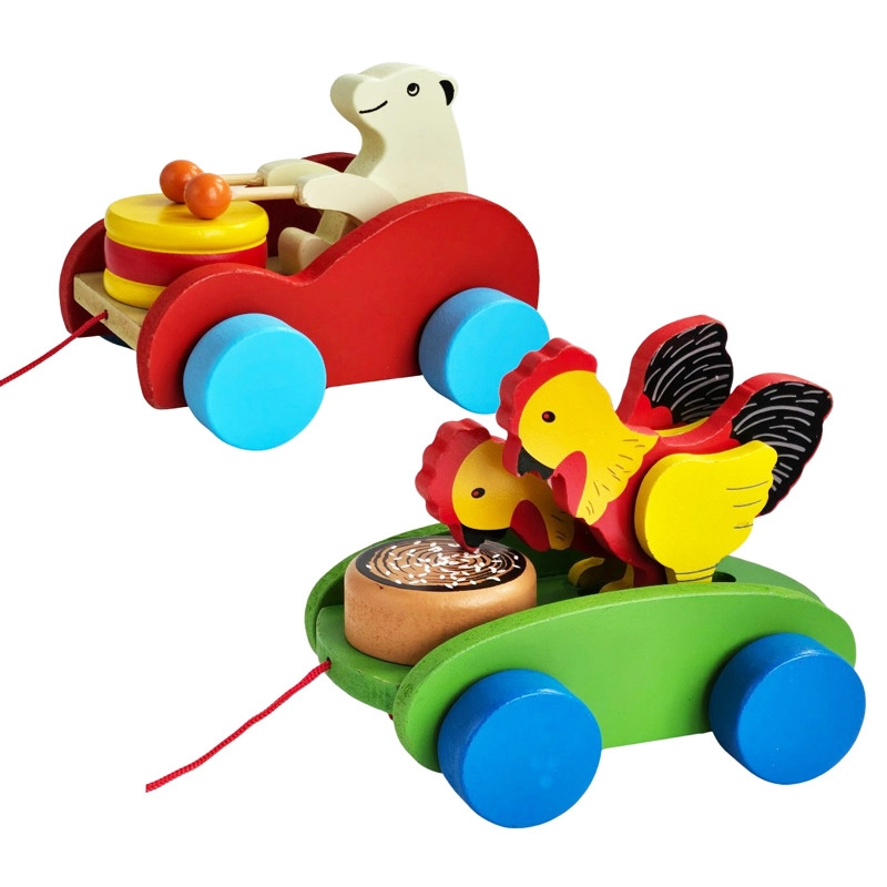 dřevěné tahací zvířátko pro děti 14 cm