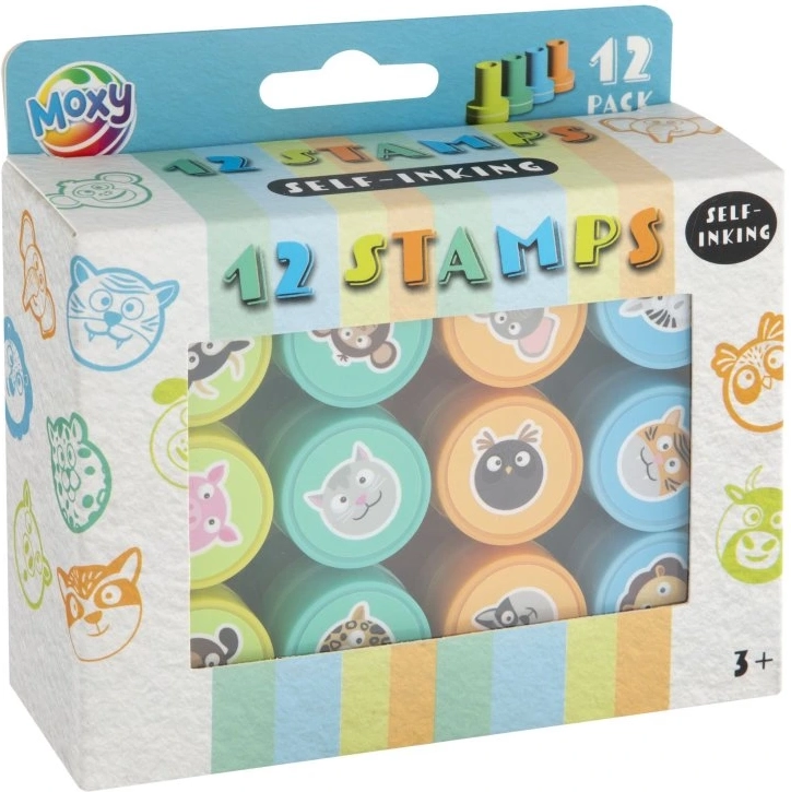 Moxy samonamáčecí razítka zvířátka, sada 12 ks