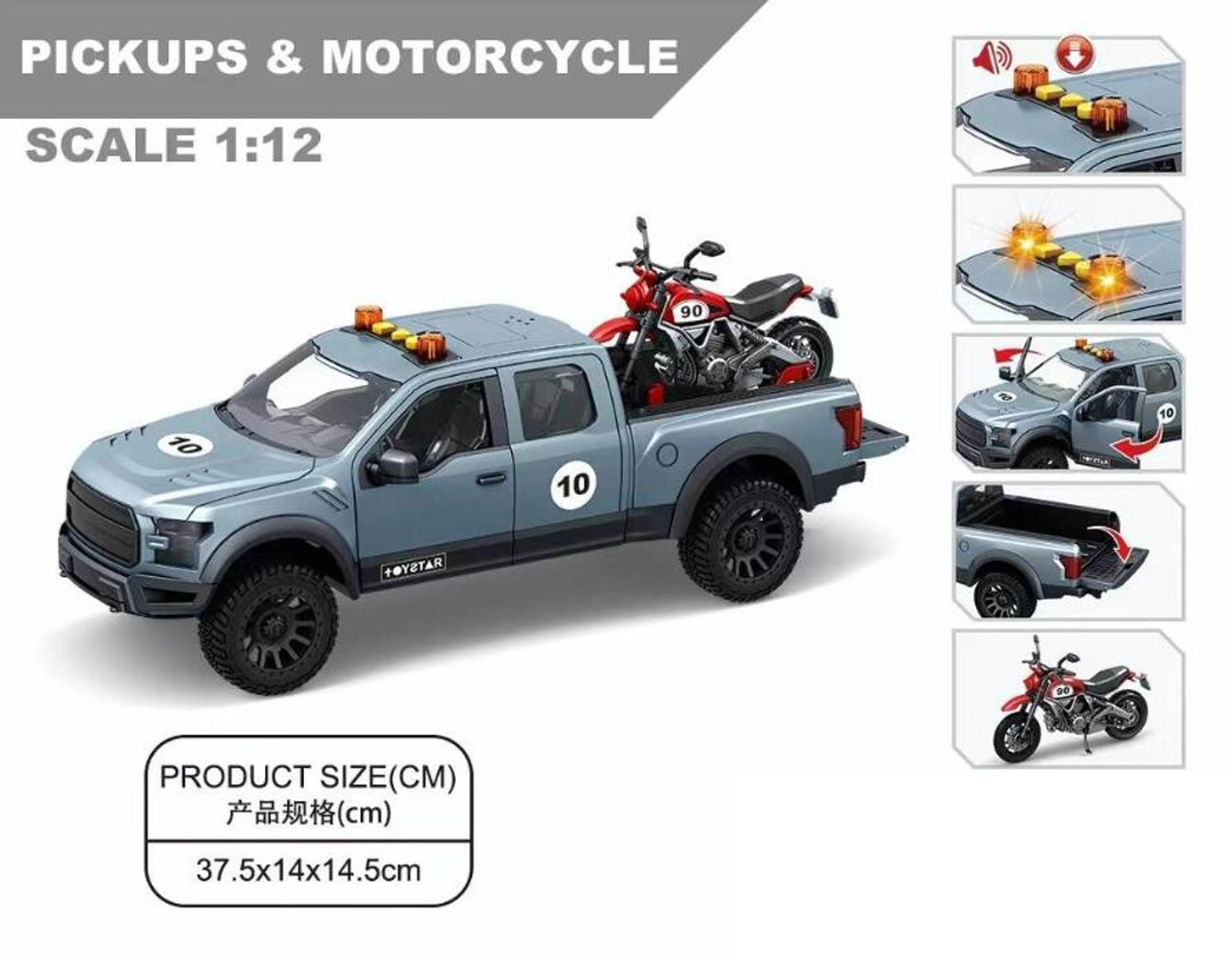 Terénní auto se světlem, zvukem a motocyklem