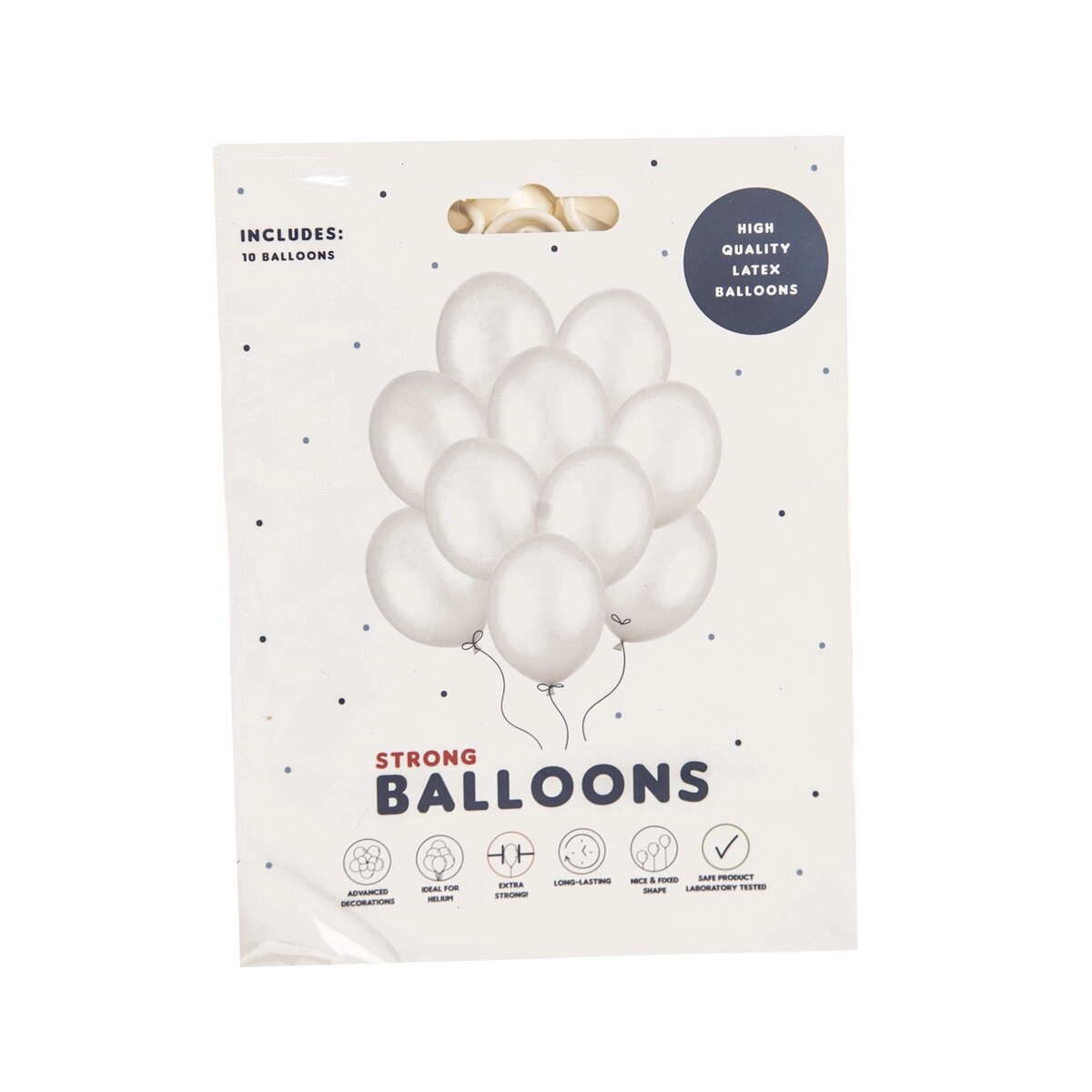 Bílé perleťové latexové balónky 27 cm, 10 ks