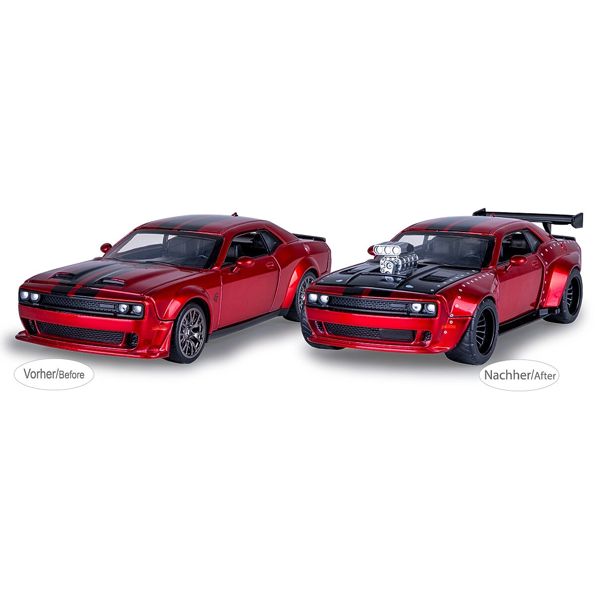 Kovový model Dodge Challenger SRT Jailbreak 1:36 červený 2v1
