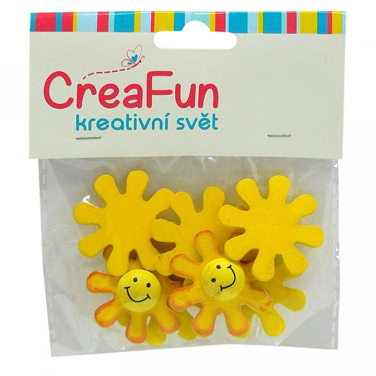 Dřevěné dekorace sluníčka 3,5 cm, 8 ks